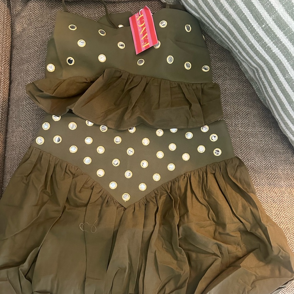 Olive Green Ruffled Set